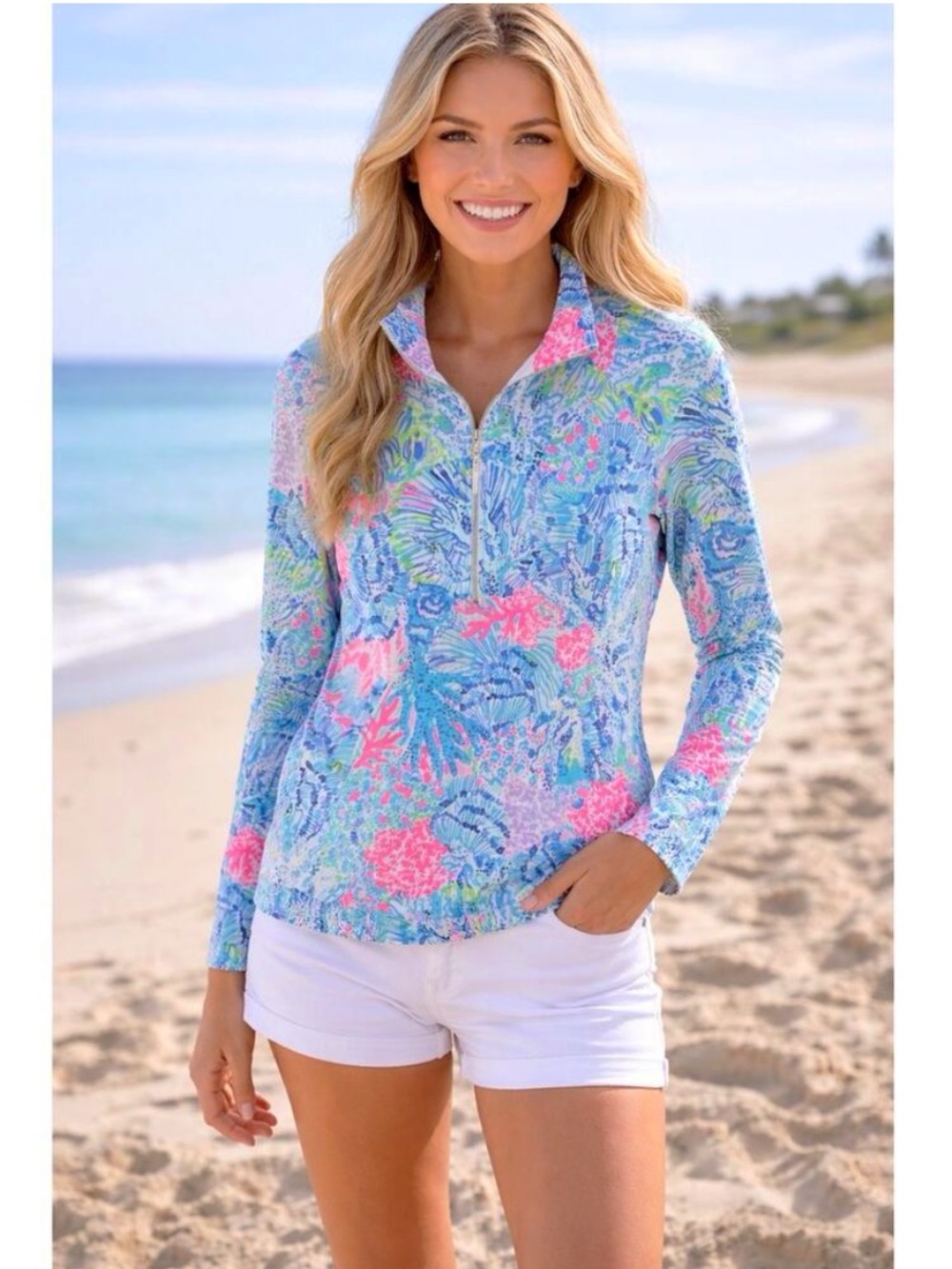 lilly Pulitzer UPF 50 skipper popover sink or swim - Picture 7 of 10